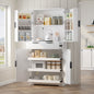 72" Fluted Kitchen Pantry Cabinet with 3 Keyboard Drawers & 6 Door Shelves Adjustable, Freestanding Cupboard Storage Cabinet for Bathroom, Diningroom, Office, Entryway, White