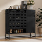 Buffet Cabinet with Storage: 44.49"Black Woven Door Accent Cabinets,with Arched Doors,with Multi layer Adjustable,with Metal Leg,woven door and drawer - for Kitchen Living Dining Room Entryway