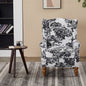 Coffee Table & Armchair Set,Vintage Luxury Style,  a high-back  reading chair (Antique White + Gray) & a solid wood coffee table (Walnut-Tone) , suitable for living rooms and bedroom relaxation areas