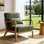 Mid Century Modern Armchair, Accent Chair with Solid Wood Frame and Detachable Lumbar Pillow for Living Room, Bedroom, Office(Army Green)