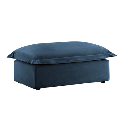 Blue Chenille Ottoman - Comfortable Accent Chair