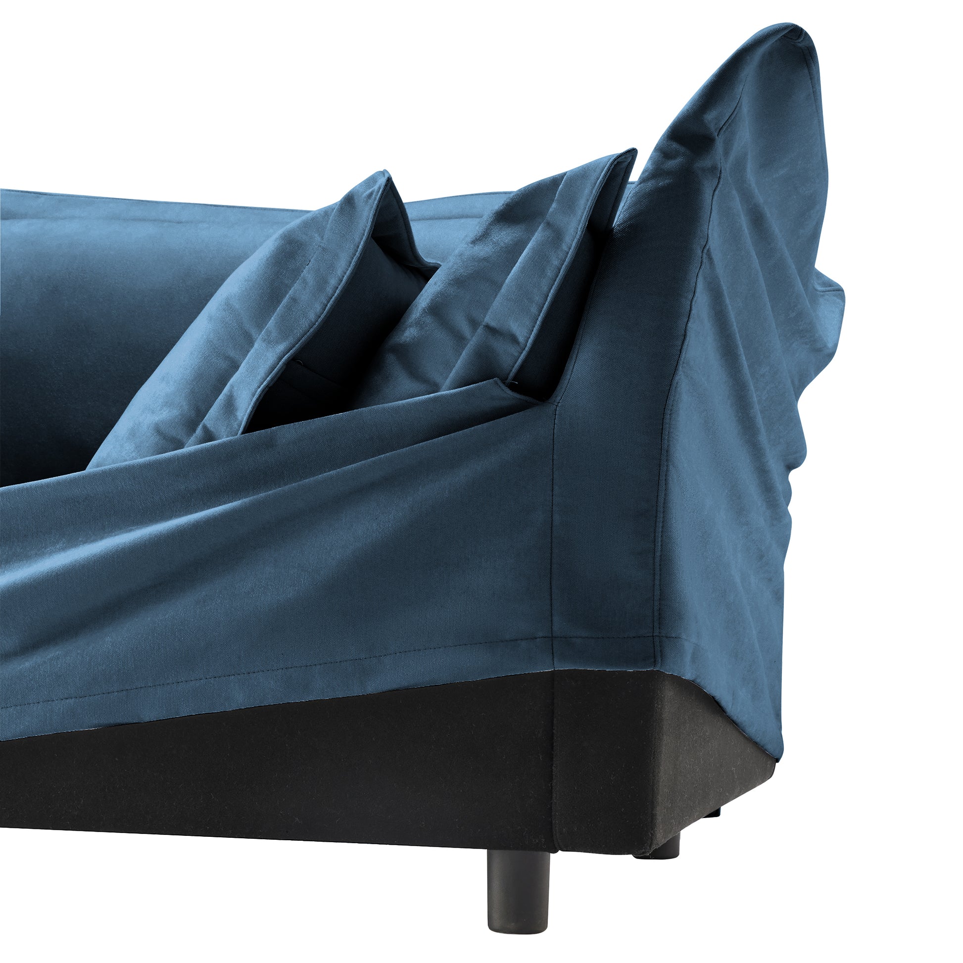 Blue Chenille Ottoman - Comfortable Accent Chair