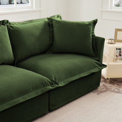 Green Chenille Ottoman - 37.4" Sofa with Storage