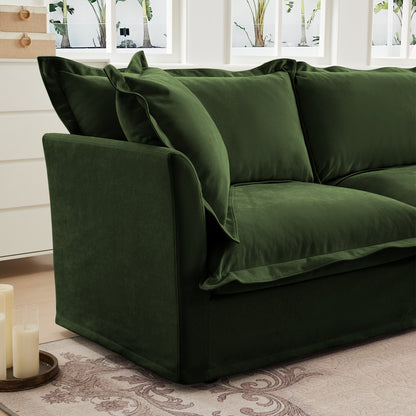Green Chenille Ottoman - 37.4" Sofa with Storage