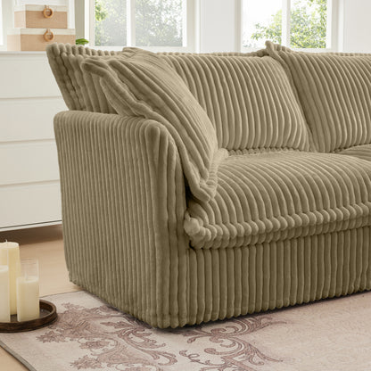 Camel Corduroy Ottoman - 37.4" Storage Footstool