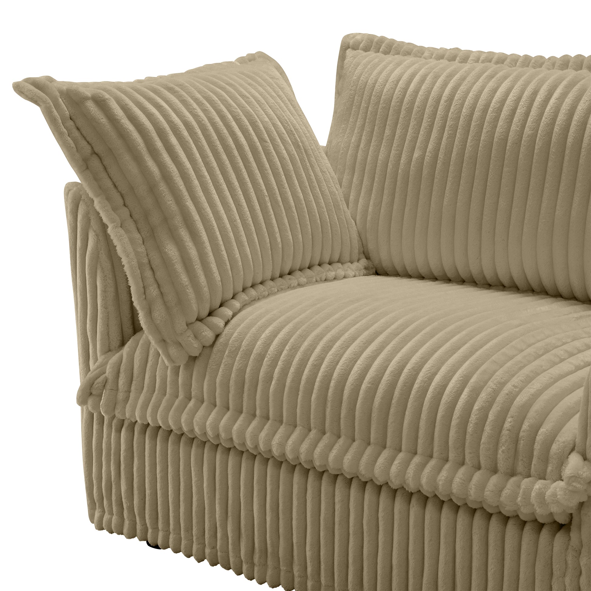 Camel Corduroy Ottoman - 37.4" Storage Footstool