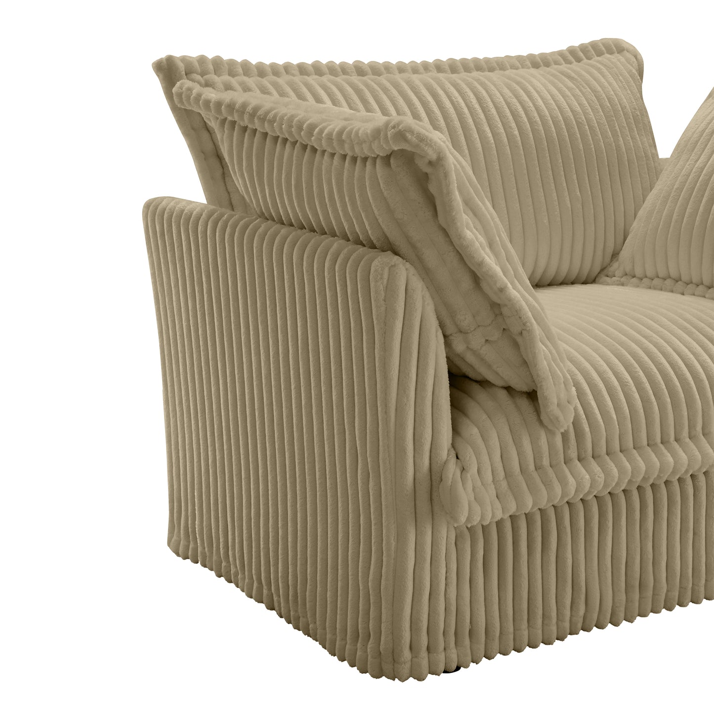 Camel Corduroy Ottoman - 37.4" Storage Footstool