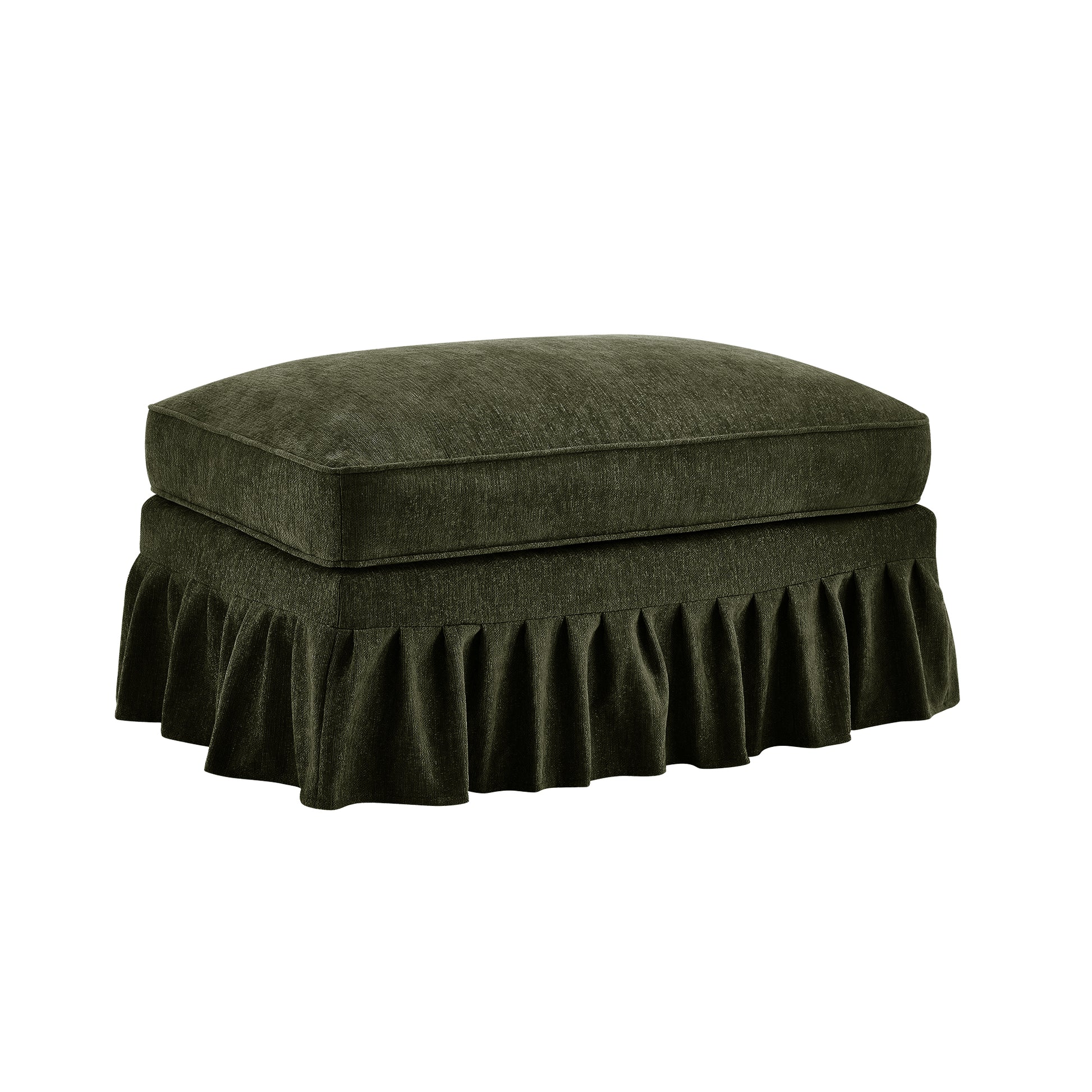 Green Chenille Ottoman - 35.4" Size