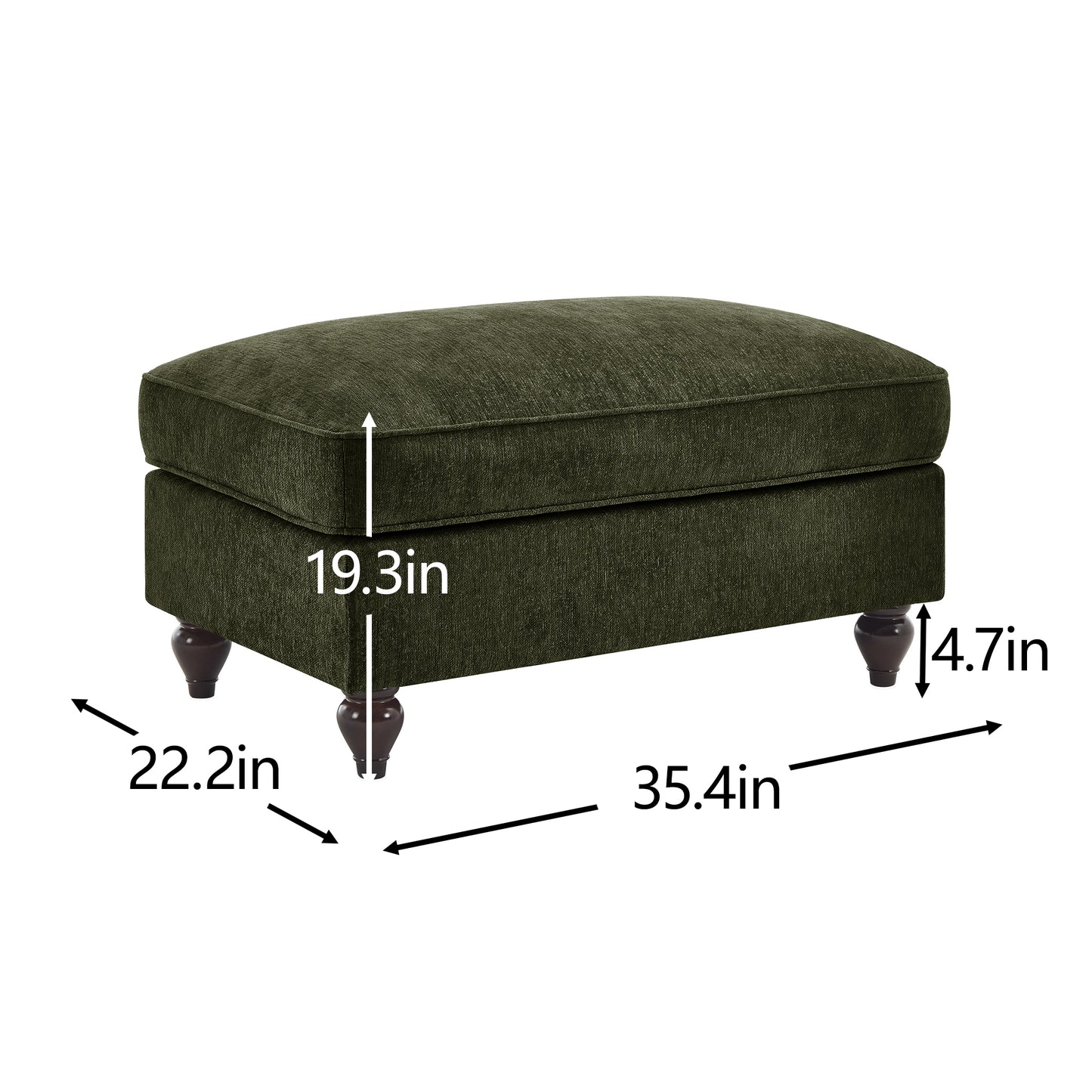 Green Chenille Ottoman - 35.4" Size