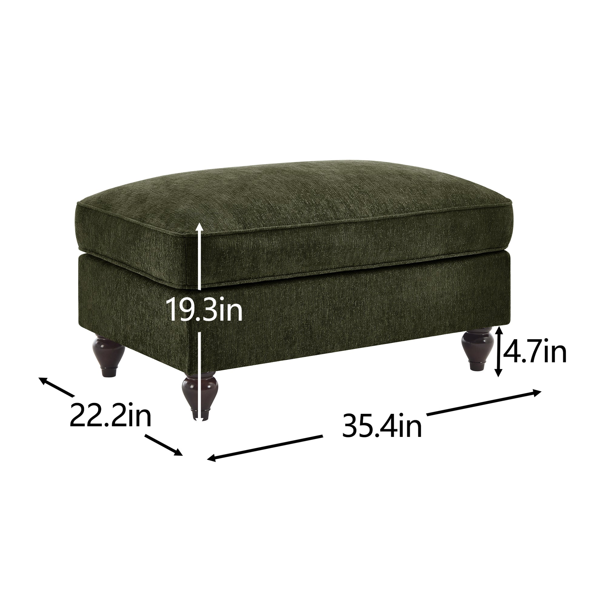 Green Chenille Ottoman - 35.4" Size