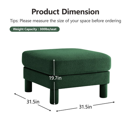 Green Boucle Ottoman - 31.5" Modern Accent Piece