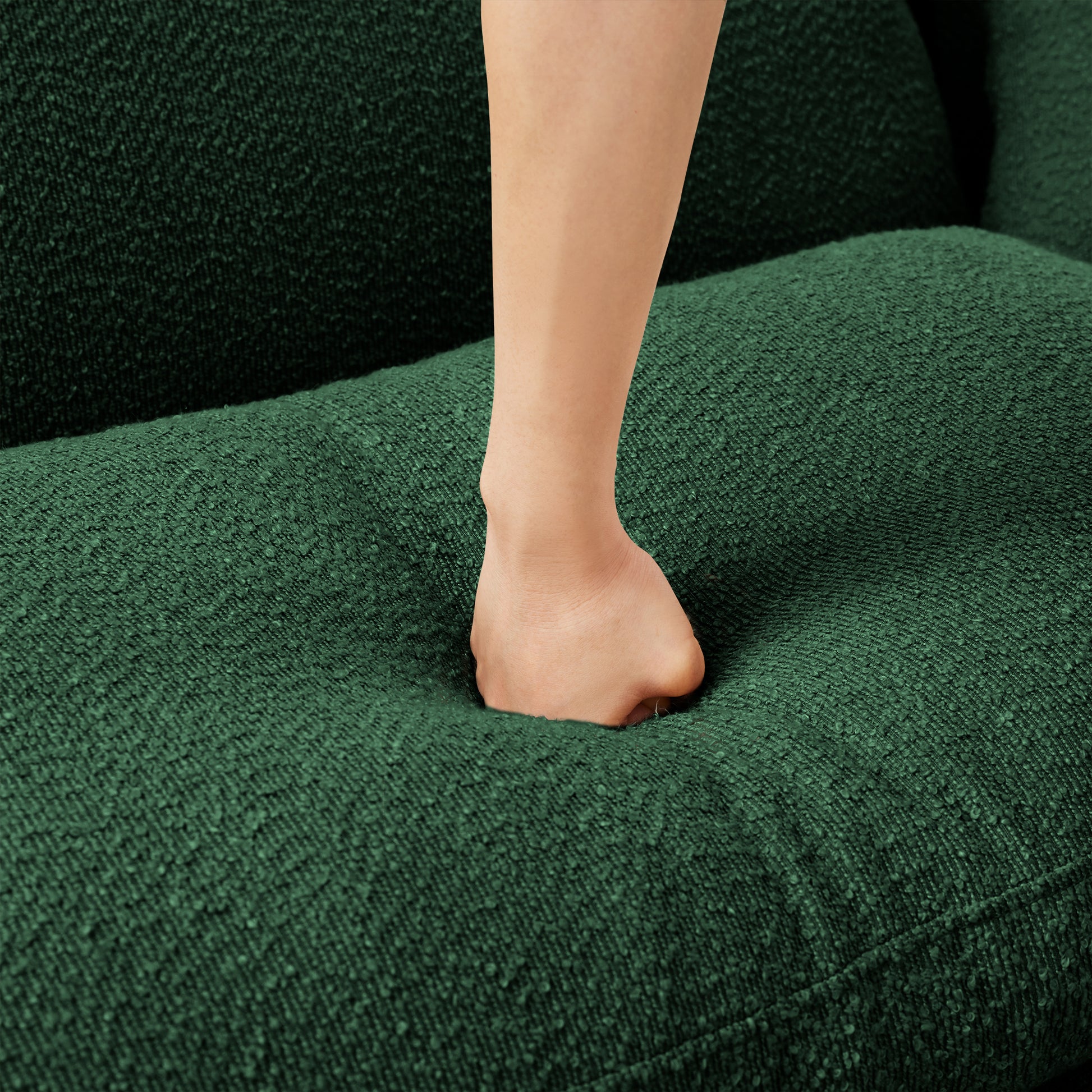 Green Boucle Ottoman - 31.5" Modern Accent Piece