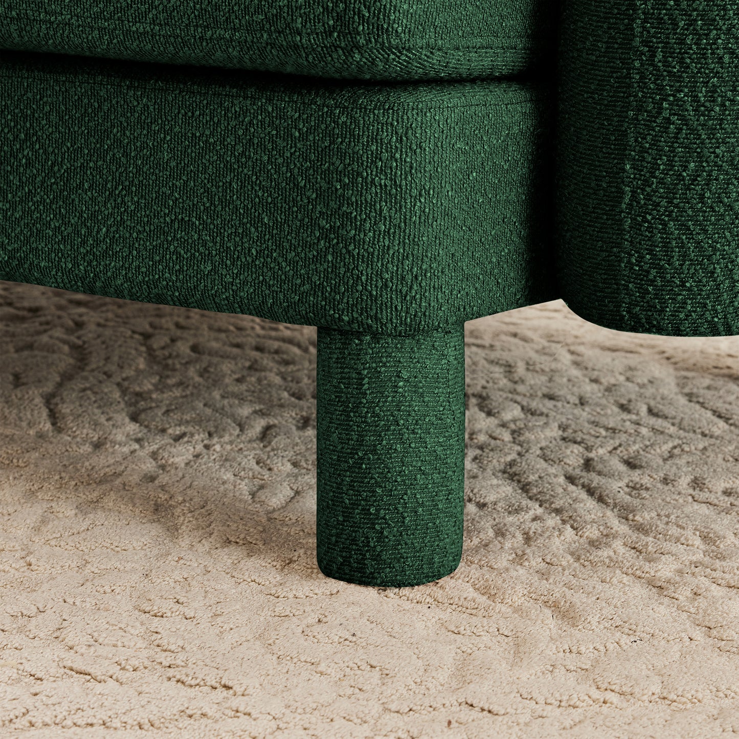 Green Boucle Ottoman - 31.5" Modern Accent Piece