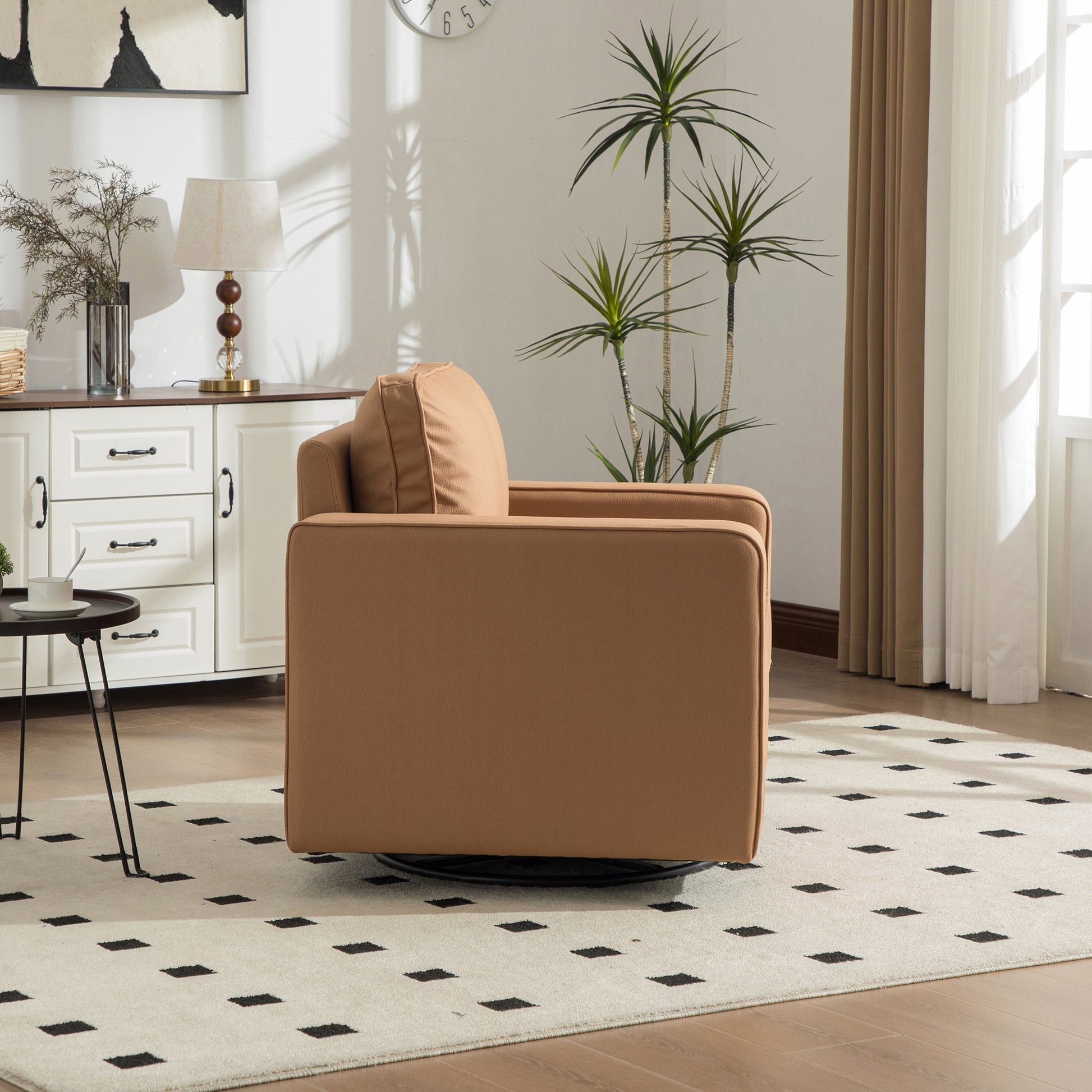 Small Square Amber Accent Chair with Storage