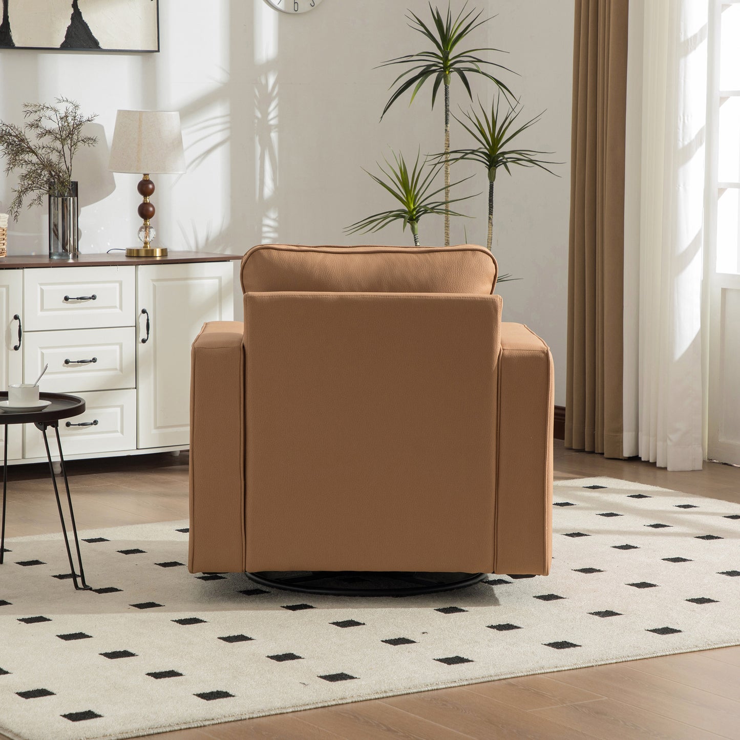 Small Square Amber Accent Chair with Storage
