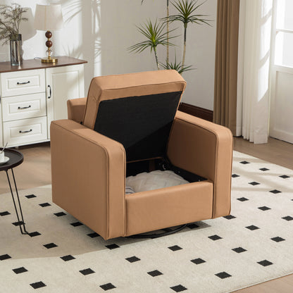 Small Square Amber Accent Chair with Storage