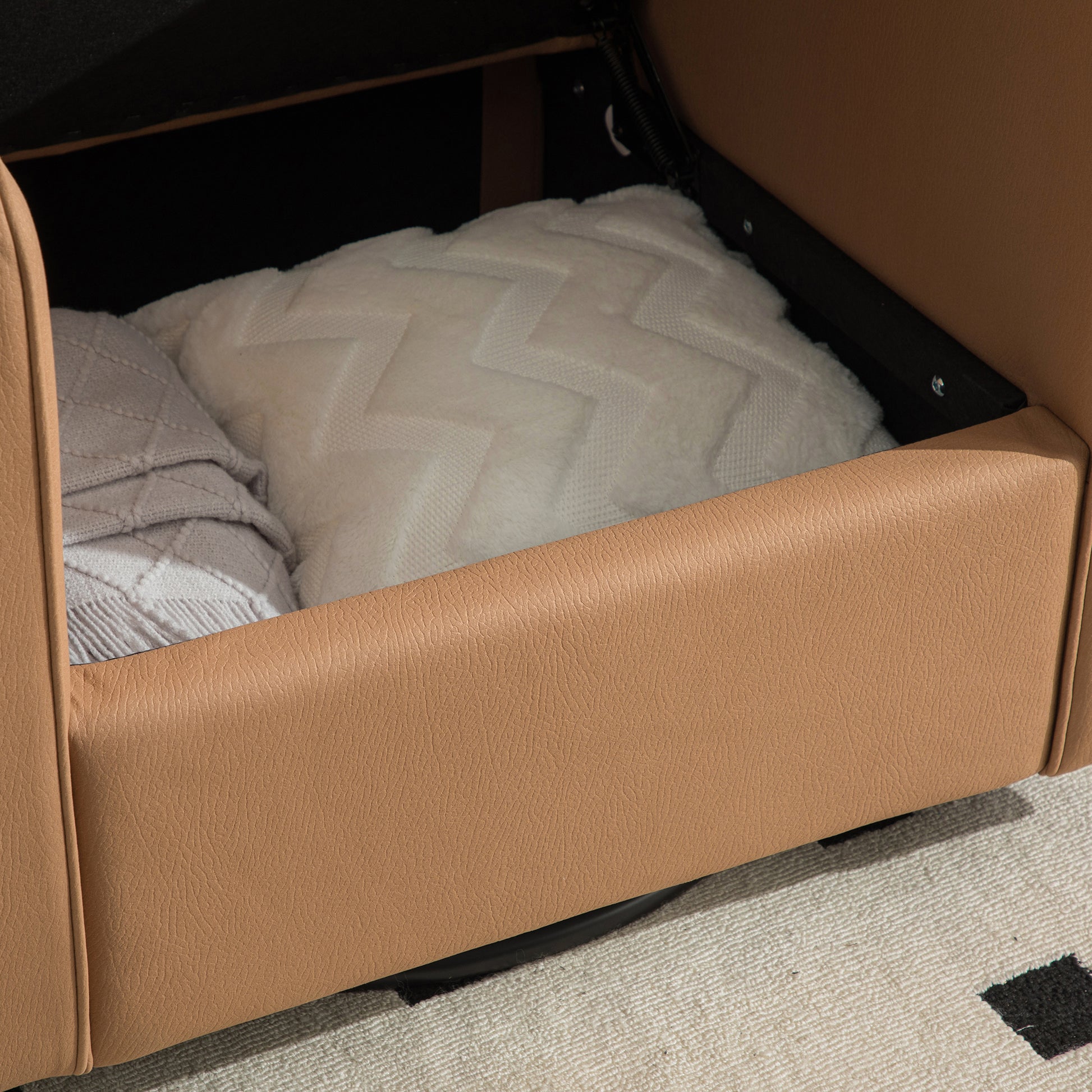 Small Square Amber Accent Chair with Storage