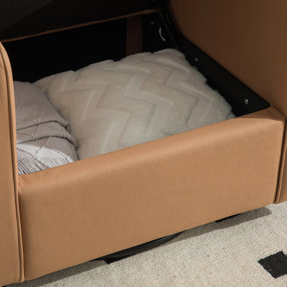 Small Square Amber Accent Chair with Storage