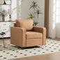 33.6''W Upholstered 360° Swivel Armchair with Hidden Storage, Tech Cloth Fabric Armrests Accent Square Club Chair Single Sofa with Pillow for Living Room, Bedroom,Reading Nook,Corner, Amber