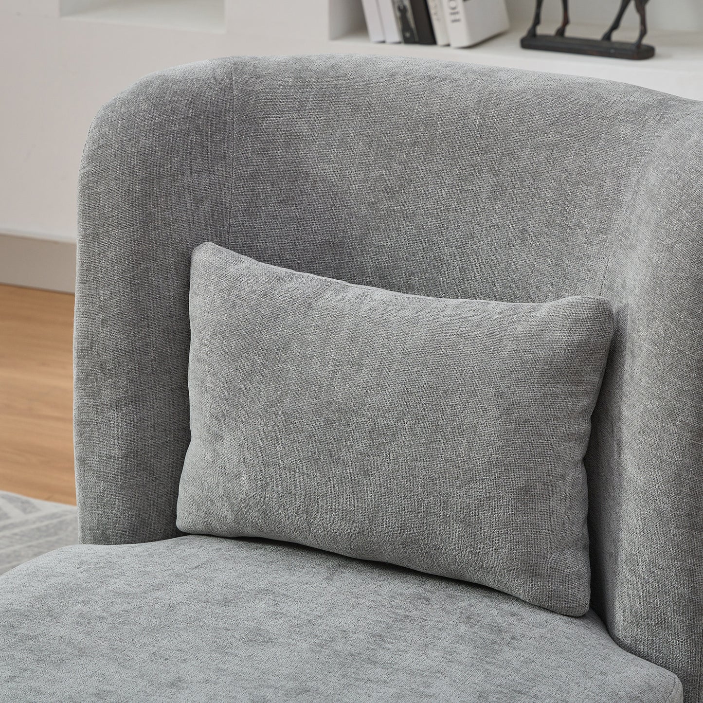 Gray Chenille Swivel Armchair for Comfort in Living Room or Guest Bedroom