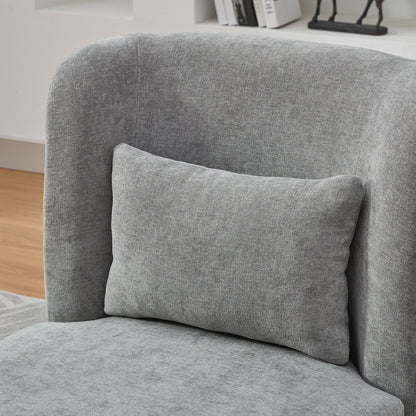 Gray Chenille Swivel Armchair for Comfort in Living Room or Guest Bedroom