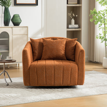 Orange Chenille Swivel Accent Chair for Cozy Bedroom or Living Room