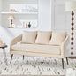 53.7"Modern Upholstered Velvet Open Back Loveseat Settee with 3 Pillows, Small Comfy Sofa 2-Seater Mini Sofa for Small Space with Metal Legs, Living Room Bedroom Office Dorm Studio Apartment, Beige