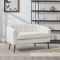 50.2'' Wide Upholstered Chenille Mini Loveseat Accent Couch, Modern Glam Small Settee with Metal Legs, Channel Tufted 2-Seater Sofa for Living Rooms Bedrooms Dorm Studio Office Small Spaces, Ivory