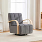 30.7"W Upholstered 360° Swivel Accent Chair with Solid Wood Armrests and Comfy Channel Tufted Lounge Reading Chair, Single Sofa Armchair for Hotel Bedroom Living Room Office and Bedroom. Charcoal