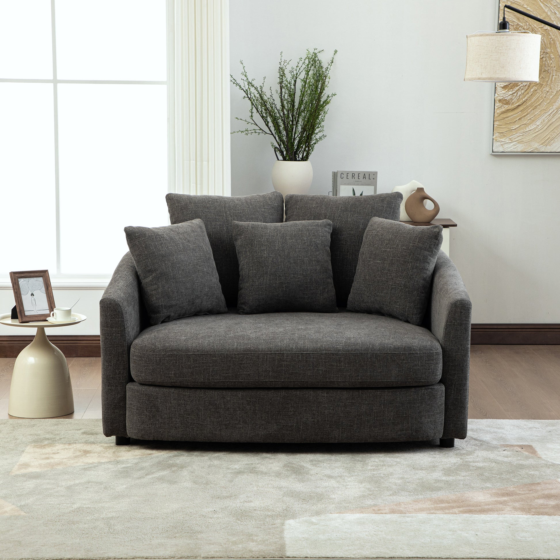 Gray Chenille Chaise Lounger - Comfortable Accent Chair