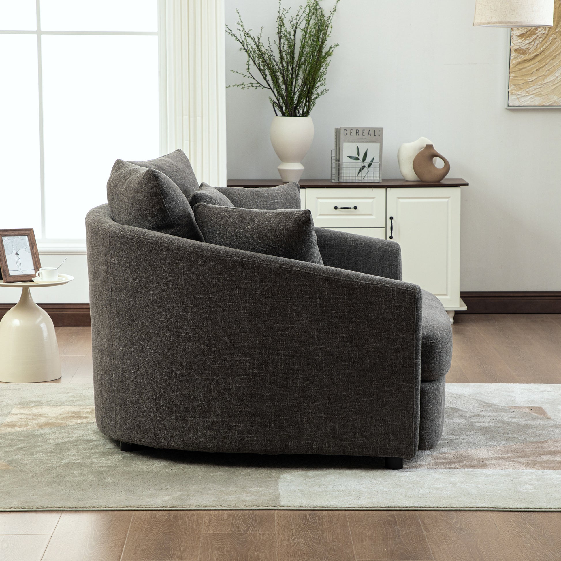 Gray Chenille Chaise Lounger - Comfortable Accent Chair
