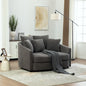 56.3'' Wide Upholstered Round Accent Cuddle Chaise with Pillows, Cozy Oversized Slipcovered Barrel Lounger Chair with Deep Seat Reading Armchair for Club, Living Room, Bedroom, Office, Lounge, Gray