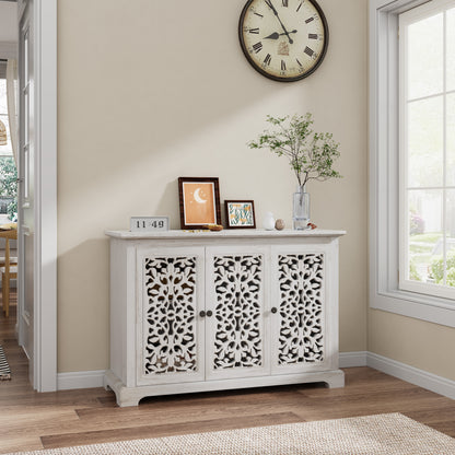 Antique White Solid Wood Storage Cabinet for Kitchen Dining Room