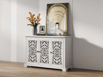 Antique White Solid Wood Storage Cabinet for Kitchen Dining Room