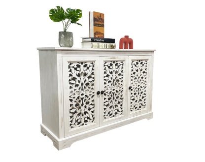 Antique White Solid Wood Storage Cabinet for Kitchen Dining Room