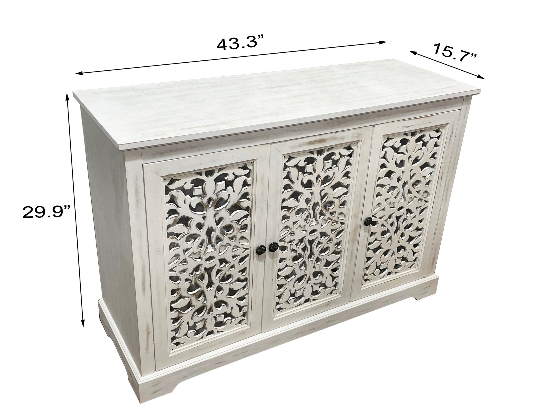 Antique White Solid Wood Storage Cabinet for Kitchen Dining Room