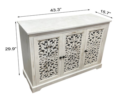 Antique White Solid Wood Storage Cabinet for Kitchen Dining Room