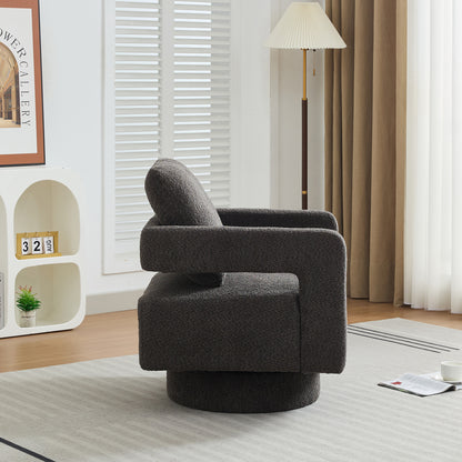 29.13" Charcoal Boucle Swivel Accent Chair - Hotel & Guest Room Ready