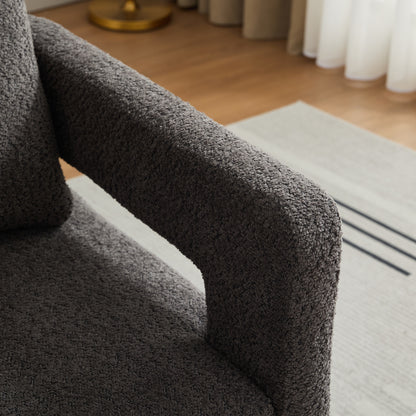 29.13" Charcoal Boucle Swivel Accent Chair - Hotel & Guest Room Ready