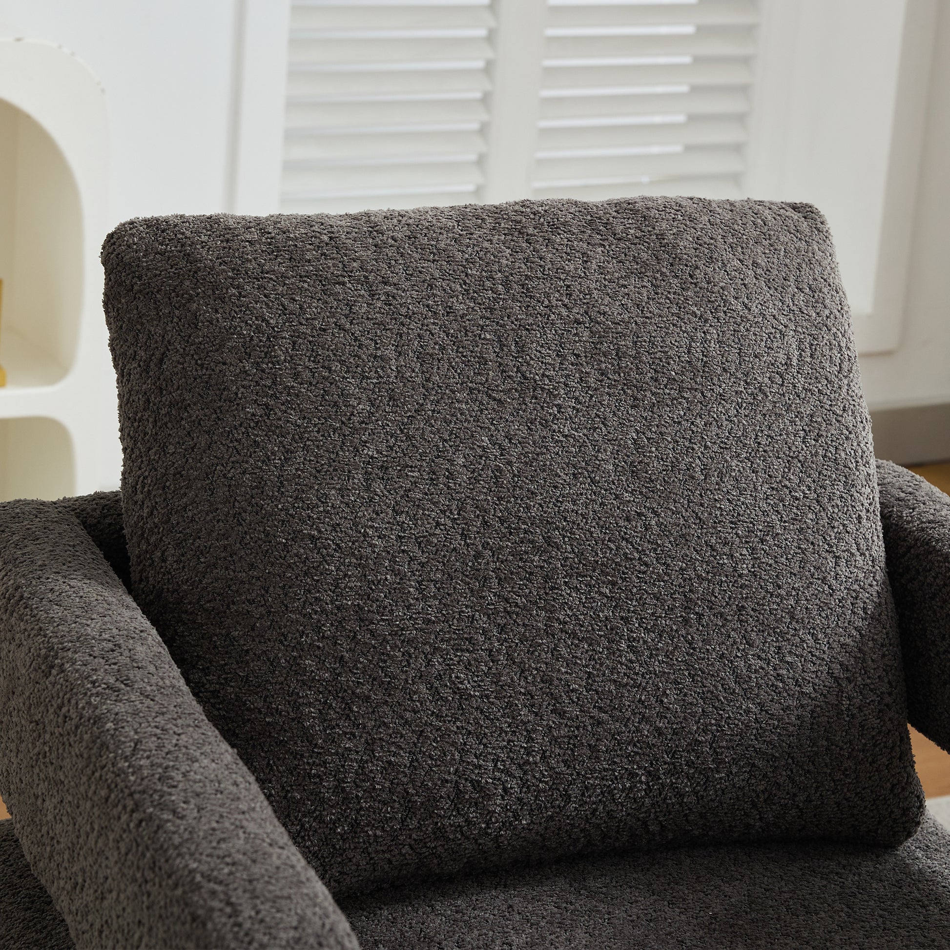 29.13" Charcoal Boucle Swivel Accent Chair - Hotel & Guest Room Ready