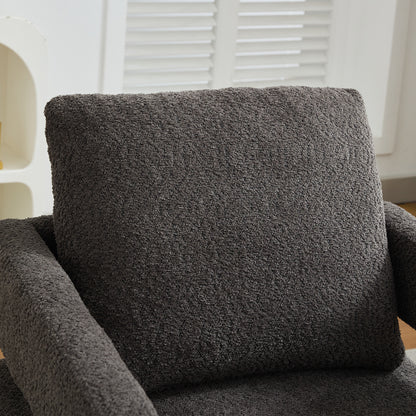 29.13" Charcoal Boucle Swivel Accent Chair - Hotel & Guest Room Ready