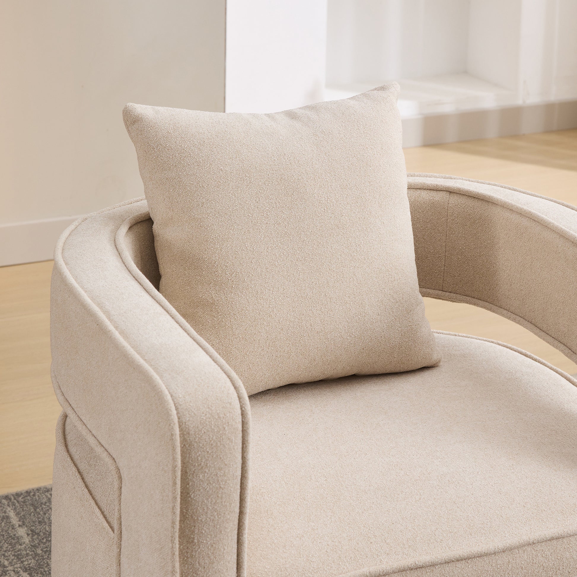 Beige Linen Blend Accent Chair - 28.94" Swivel Lounge Chair for Living Room