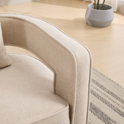 Beige Linen Blend Accent Chair - 28.94" Swivel Lounge Chair for Living Room