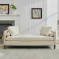 75.2'' Wide Upholstered Chaise Lounge Indoor with Nailheads,Sleeper Sofa Couch With 4 Throw Pillows&2 Bolsters,Daybed with Rubberwood Legs For Living Room,Bedroom, Apartment,Guestroom,Beige Chenille