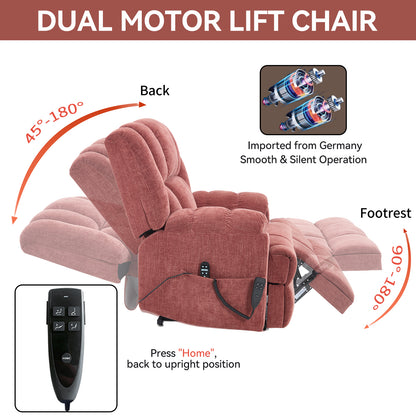 Red Chenille Power Lift Recliner - 350 lb Capacity for Living Room