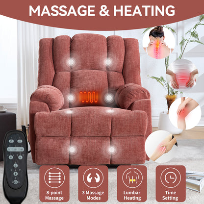 Red Chenille Power Lift Recliner - 350 lb Capacity for Living Room