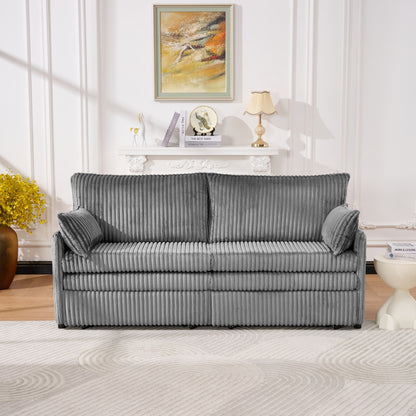 73" Grey Corduroy Sofa Bed - Pull Out Bed, Apartment Living for Living Room