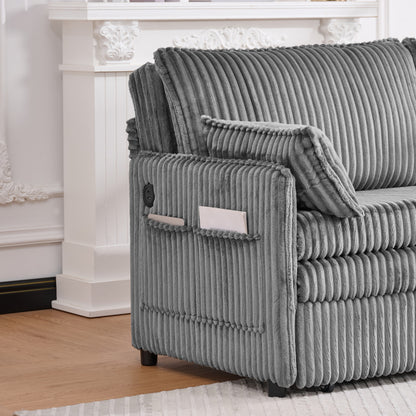 73" Grey Corduroy Sofa Bed - Pull Out Bed, Apartment Living for Living Room