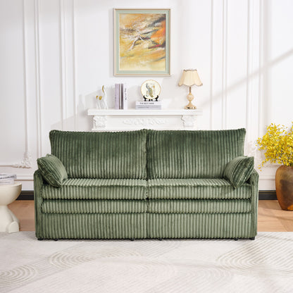 Modern Green Corduroy Sofa Bed with Storage and USB Charging for Living Room