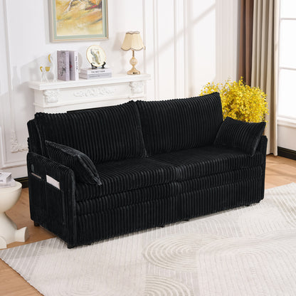 Full Size Black Sofa Bed with Storage & USB for Living Room